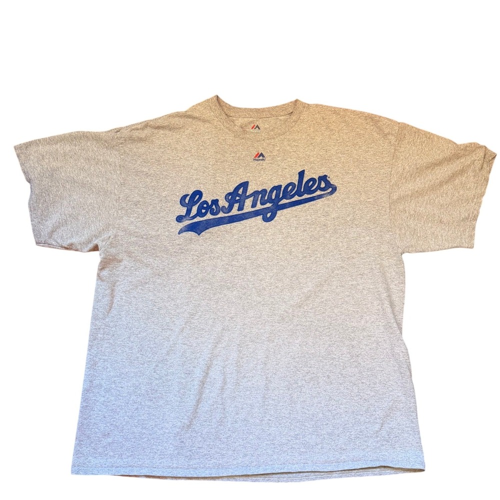 Majestic LA Dodgers Mens T-shirt Adrian Gonzalez‎ 23 2XL Gray MLB Baseball Tee